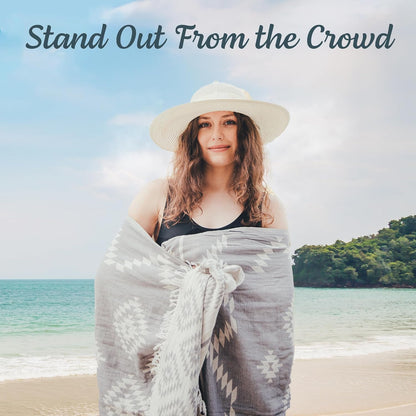 Premium Turkish Beach Towel – 35"X67" Lightweight Quick Dry Towel – 100% Cotton Sand-Free Turkish Towels – Vintage Dark Grey