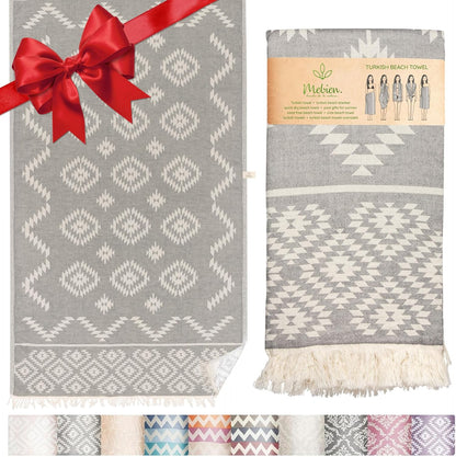 Premium Turkish Beach Towel – 35"X67" Lightweight Quick Dry Towel – 100% Cotton Sand-Free Turkish Towels – Vintage Dark Grey